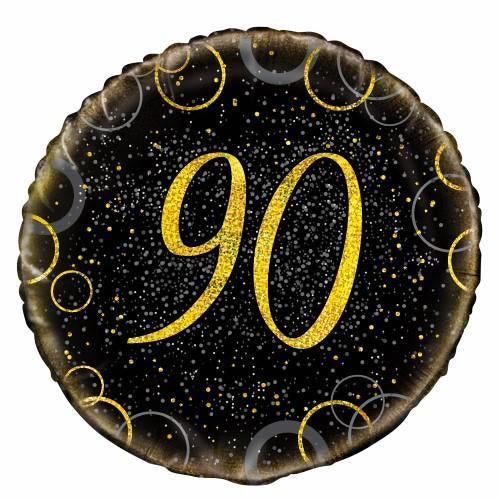 Glitz Gold 90th Birthday 45cm (18") Foil Balloon Packaged